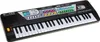 A black electronic keyboard with white and black keys, and various colored buttons and a small screen on top. Produktbild-Vorschau