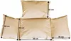 A set of beige cushions for a hanging chair, with dimensions indicated by measurement lines and text. Produktbild-Vorschau