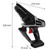 A Graphite mini battery-powered chainsaw with dimensions indicated. Podgląd zdjęcia produktu