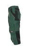 A pair of green and black ¾ length work trousers shown from the side. Produktbild-Vorschau