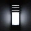 A modern outdoor wall light fixture mounted on a dark wall. Produktbild-Vorschau
