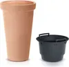 A tall, orange planter and a black insert are shown side-by-side against a white background. Voir les images du produit