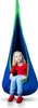 A young girl sits in a blue and green hanging chair. Produktbild-Vorschau