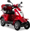 A red electric scooter with silver accents, shown from a front-diagonal angle against a white background. Produktbild-Vorschau
