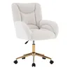 A cream-colored teddy fabric office chair with a gold base and wheels, shown against a white background. Produktbild-Vorschau