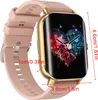 A smartwatch with a pink band and gold casing is shown against a white background, with dimensions indicated by text overlays. Náhled obrázku produktu