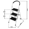 A diagram showing the dimensions of a 3-step folding ladder. Voir les images du produit