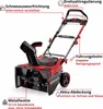 A red and black Einhell snow blower with various features labeled in German. Produktbild-Vorschau