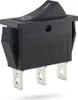 A product shot of a black 3-pin rocker switch with silver terminals. Produktbild-Vorschau