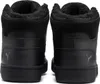 A pair of black Puma high-top sneakers with fur lining, shown from the back. Produktbild-Vorschau