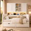 Merax Kinderbett 140x200 cm mit Stauraum, Tagesbett mit LED Produktbild-Vorschau 3