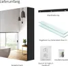 A product image showing a bathroom mirror cabinet and its included accessories, with text labels in German. Produktbild-Vorschau