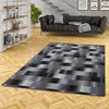 Designer Velour Teppich Mystic Karo Blau Grau, Produktbild-Vorschau 1