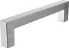 A single brushed stainless steel cabinet pull handle, photographed diagonally against a white background. Produktbild-Vorschau