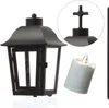 Grablaterne mit weißer LED Kerze - Grablampe mit 2 wechselbaren Spitzen/Erdspieß - H: 51cm - schwarz Produktbild-Vorschau