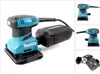 A collage of images showing a Makita orbital sander from different angles, including a close-up of the dust collection box. Anteprima dell’immagine prodotto