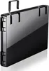 A black, foldable makeup mirror with hanging hooks is shown against a white background. Podgląd zdjęcia produktu