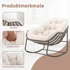 A rocking chair with cushions, shown with close-up images highlighting its features. Anteprima dell’immagine prodotto