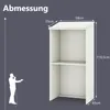 A diagram showing the dimensions of a white lectern, with a silhouette of a person holding a microphone. Anteprima dell’immagine prodotto