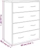 A line drawing of a chest of drawers with dimensions indicated. Náhled obrázku produktu