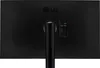 The back of a black LG monitor is shown, with the LG logo visible at the top. A stand is attached to the monitor, and a port panel is visible on the right side. Produktbild-Vorschau
