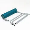 A disassembled folding beach chair with a teal fabric seat rolled up and the metal frame pieces laid out on a white background. Náhled obrázku produktu