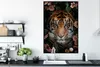 MuchoWow® MuchoWow® Gerahmtes Poster Tiger - Blumen - Produktbild-Vorschau 3