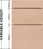 A diagram showing the variable height of cardboard boxes with measurements. Produktbild-Vorschau
