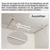 A retractable ceiling clothes dryer is shown mounted to a ceiling, with a close-up view of the mounting hardware. Voir les images du produit