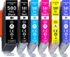 A row of six ink cartridges for a printer. Produktbild-Vorschau