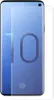 A screen protector is shown placed over a smartphone screen. Produktbild-Vorschau