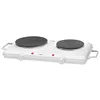 A white electric double hot plate with black cooking surfaces. Produktbild-Vorschau