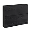 A black shoe cabinet with four flip-down doors. Produktbild-Vorschau