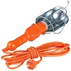 A workshop lamp with an orange handle and cord, and a silver metal cage protecting the bulb. Náhľad obrázku produktu