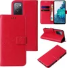 A collage of images showing a red flip phone case with floral patterns, displaying its different angles and features. Produktbild-Vorschau
