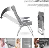 4 chaises de jardin pliantes en aluminium avec appui-tête - Voir les images du produit 3