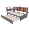 A diagram showing the dimensions of a daybed with a pull-out trundle. Voir les images du produit