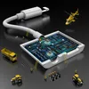 A miniature scene depicting the assembly or repair of a circuit board with a lightning cable, miniature vehicles, and tiny workers. Náhľad obrázku produktu