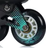 A close-up view of a rollerblade wheel and frame. Produktbild-Vorschau
