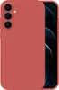 A red smartphone case is shown from the front, with the phone screen visible on the right side. Produktbild-Vorschau