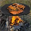 TWOLIIN Gusseisen Grillpfanne mit 3 Beinen Grillplatte Rund Produktbild-Vorschau 8