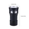 A black flashlight with dimensions indicated by measurement lines and text. Anteprima dell’immagine prodotto