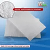 A close-up view of two white filter pads with a magnified section showing the texture of the material, and marketing text overlay. Produktbild-Vorschau