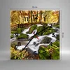 Wanduhr - Quadrat - Glasuhr - Sonne Berg Bach Park - Produktbild-Vorschau 3