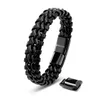 SERASAR | Bracciale in pelle da uomo [Acciaio] con doppia Anteprima dell’immagine prodotto 1