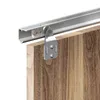 A close-up view of a sliding door track and roller mechanism attached to a wooden door. Produktbild-Vorschau
