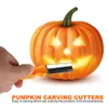 A hand is holding a pumpkin carving tool, about to carve a jack-o'-lantern. Náhled obrázku produktu