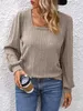 ASKSA Femme T-shirt manches longues col carré Casual Voir les images du produit 3