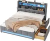 A modern upholstered bed with integrated storage and LED lighting. Náhled obrázku produktu