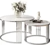 LORI GLASS 2in1 runder Couchtisch silber Chrom / Weißes Produktbild-Vorschau 2